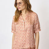CarmineCC SS V-Blouse - Flame