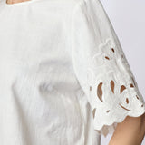 LitaCC Linen Emb SS Blouse - White