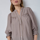 CallumCC Lace Puff V-Shirt - Taupe