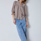 CallumCC Lace Puff V-Shirt - Taupe