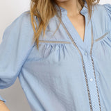 CallumCC Lace Puff V-Shirt - Pale Blue