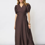 HeraCC SS Wrap Dress - Dark Brown