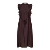 HeraCC Frill SS V-Dress - Dark Brown