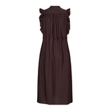 HeraCC Frill SS V-Dress - Dark Brown