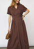 ElaraCC Wrap SS Dress - Dark Brown