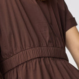 ElaraCC Wrap SS Dress - Dark Brown