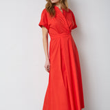 ElaraCC Wrap SS Dress - Flame