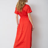 ElaraCC Wrap SS Dress - Flame