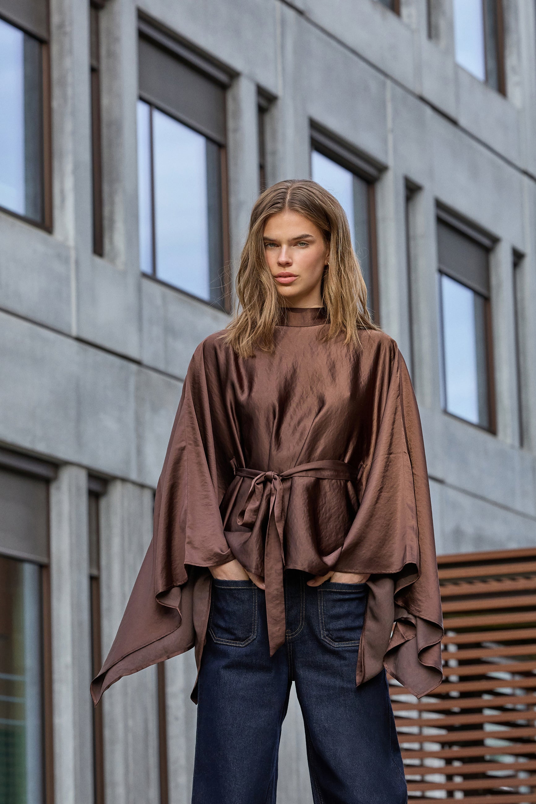 IdunCC Poncho Blouse - Dark Brown - Co'couture