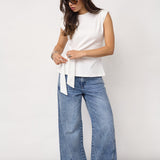 OrianeCC Pleat Tie Top - White