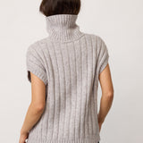 32222 RowCC Oversize Cable Knit Vest - Grey Melange
