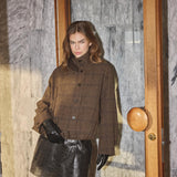 OlvaCC Check Balloon Jacket - Dark Brown