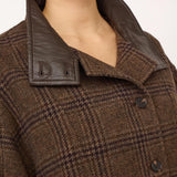 OlvaCC Check Balloon Jacket - Dark Brown