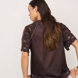 TreyCC Logo Lace Tee - Dark Brown