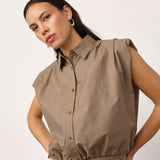 OpheliaCC Pleat SS Shirt - Mink
