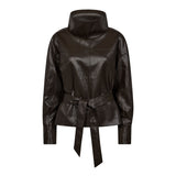 GittCC Funnel Neck Blouse - Dark Brown