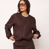 LunaCC Balloon Zip  Jacket - Dark Brown