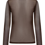 33201 MeshCC O-neck Blouse - Brown