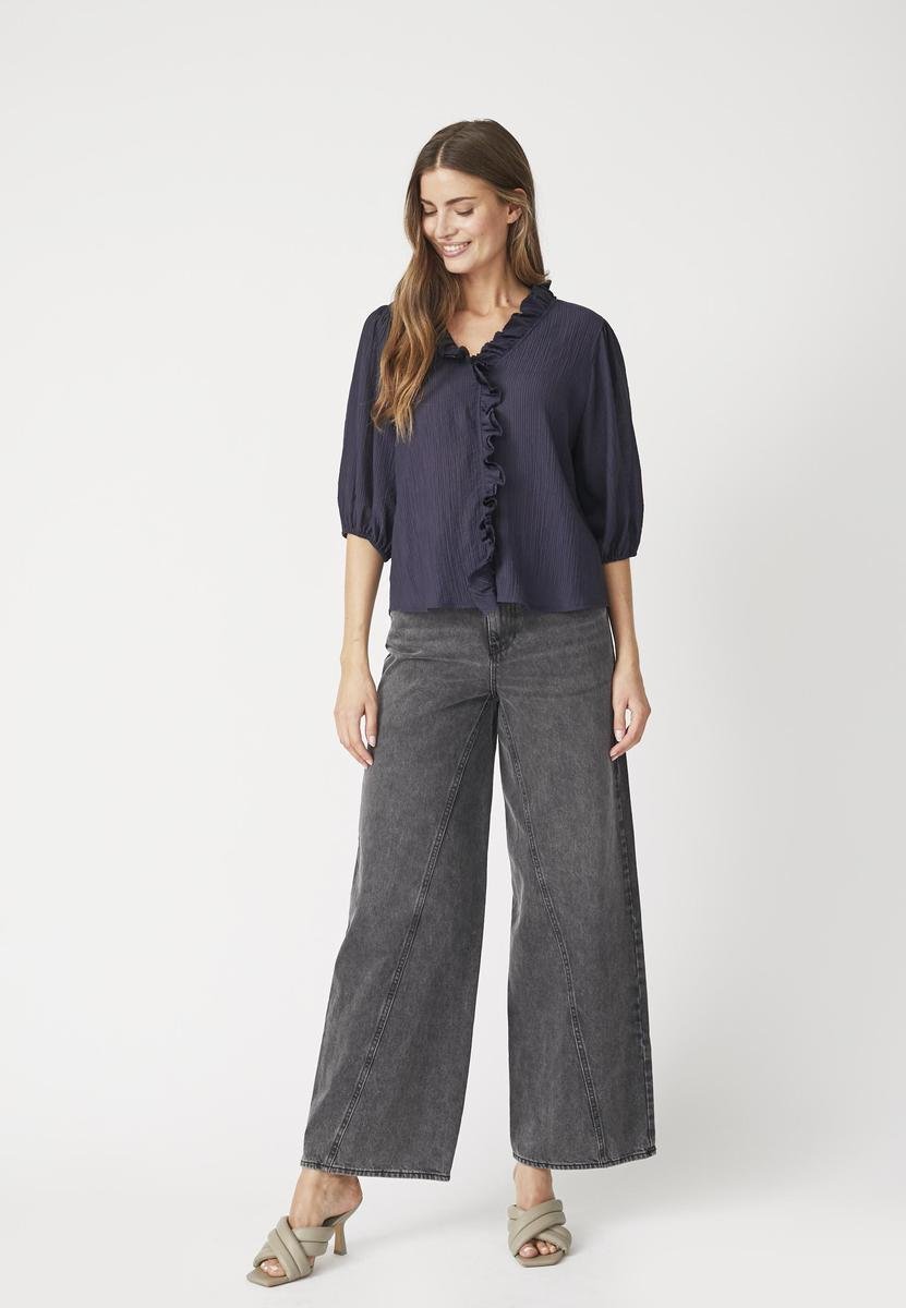 AnikaCC Frill SS Shirt - Navy - Co'couture