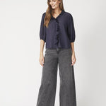 AnikaCC Frill SS Shirt - Navy - Co'couture