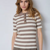 BonnyCC Stripe S/S Polo Knit - Walnut - Co'couture