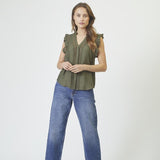 CarynCC Frill Top - Army - Co'couture