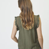 CarynCC Frill Top - Army - Co'couture