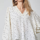 DiemCC Dot V - Blouse - OffWhite - Black - Co'couture