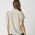 DionneCC Dot SS Frill Top - Powder - Co'couture