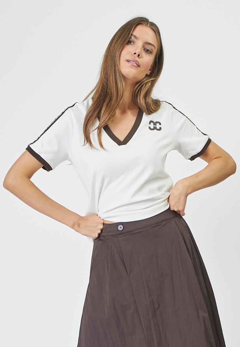 EdgeCC Stripe V - Tee - OffWhite Mocca - Co'couture
