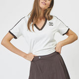 EdgeCC Stripe V - Tee - OffWhite Mocca - Co'couture