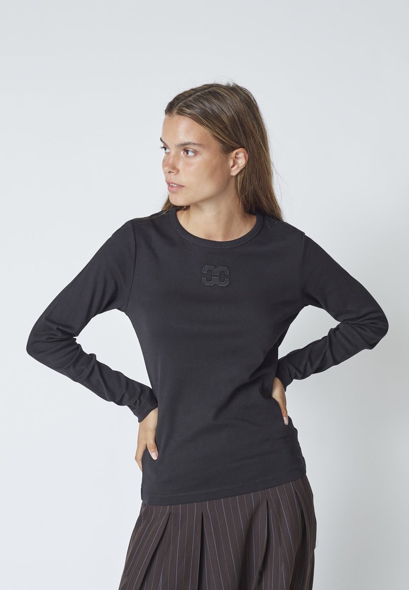 GrannyCC Embroidery LS Tee - Black - Co'couture