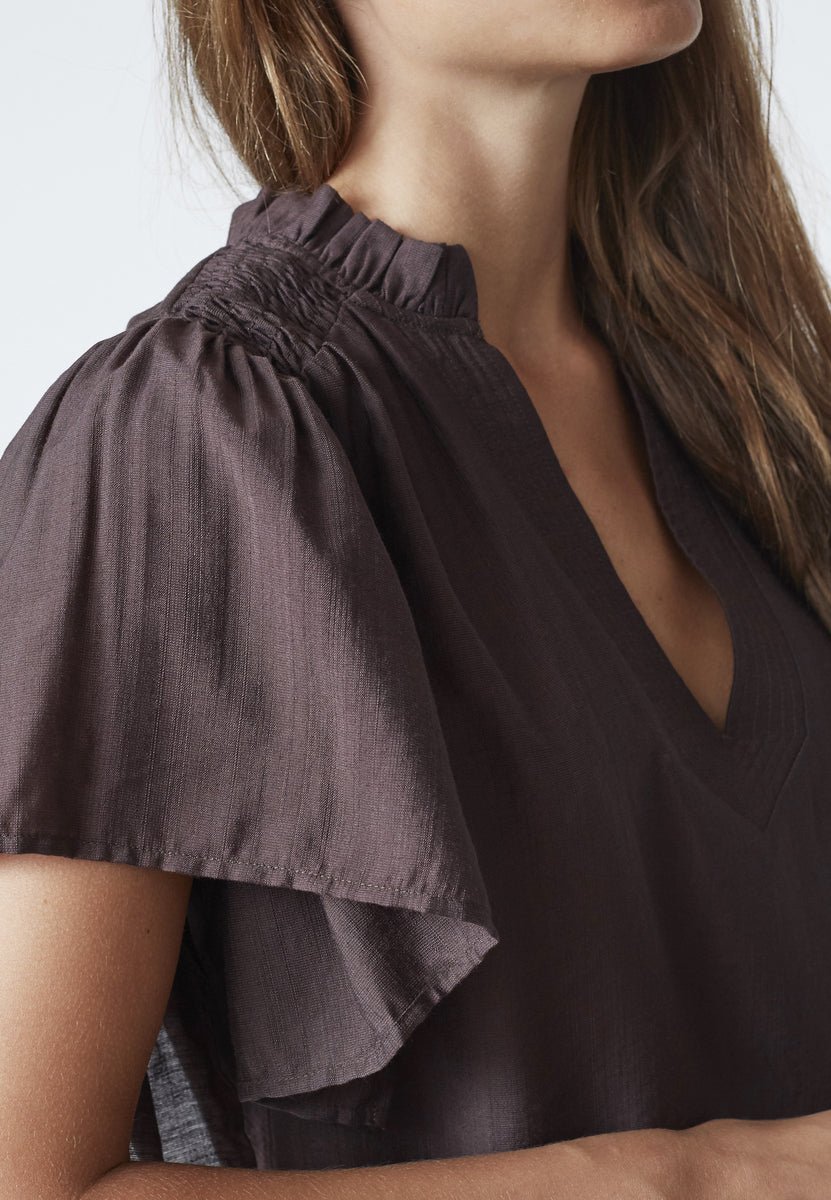 HeraCC SS Frill Top - Mocca - Co'couture