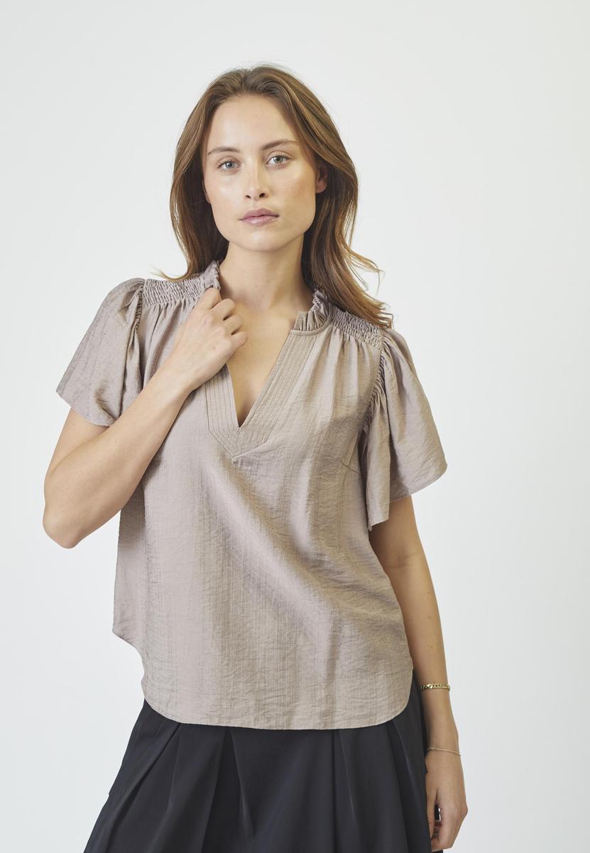 HeraCC SS Frill Top - Walnut - Co'couture