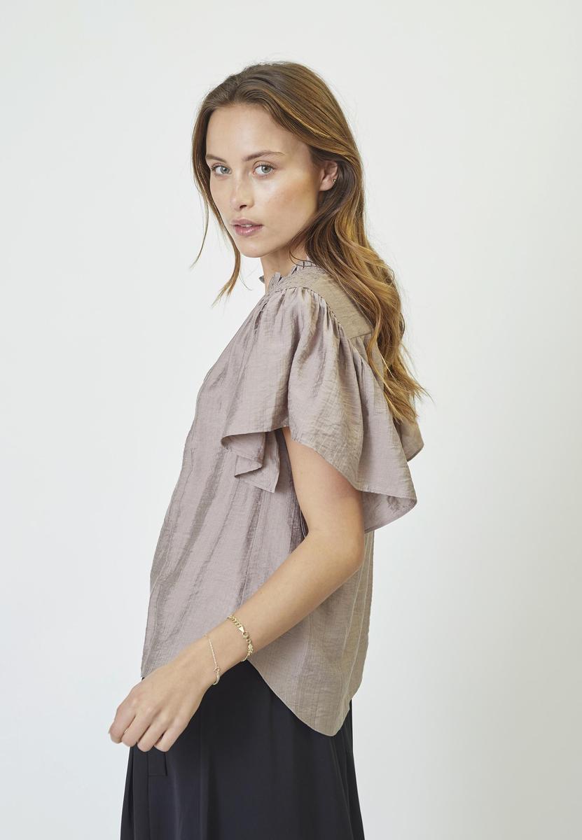 HeraCC SS Frill Top - Walnut - Co'couture
