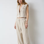 LeenaCC Linen Pleat LL Pant - Bone - Co'couture