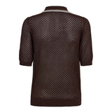LueCC Pointelle Polo Knit - Dark Brown - Co'couture