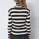 MasonCC Stripe RollNeck Blouse - BoneBlack - Co'couture