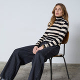 MasonCC Stripe RollNeck Blouse - BoneBlack - Co'couture