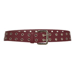 PhoebeCC Leather Eyelet Belt - Burgundy - Co'couture