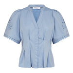 PoppyCC Emb SS V - Shirt - Pale Blue - Co'couture