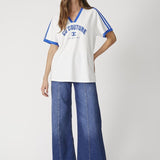 SiaraCC Oversize Sporty V - Tee - OffWhiteNewBlue - Co'couture