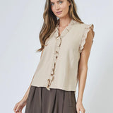 SuedaCC Frill Top - Bone - Co'couture
