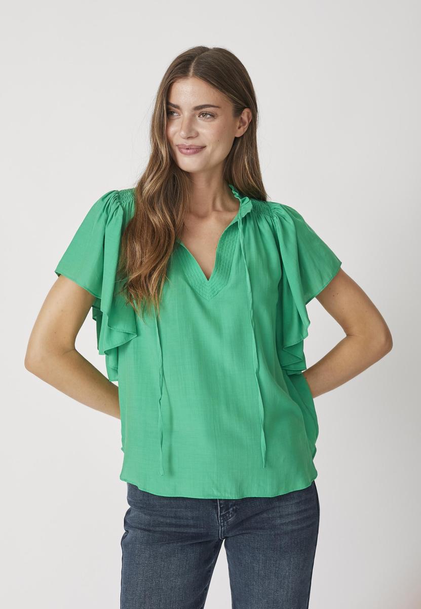 SunriseCC SS Frill Top - Green - Co'couture