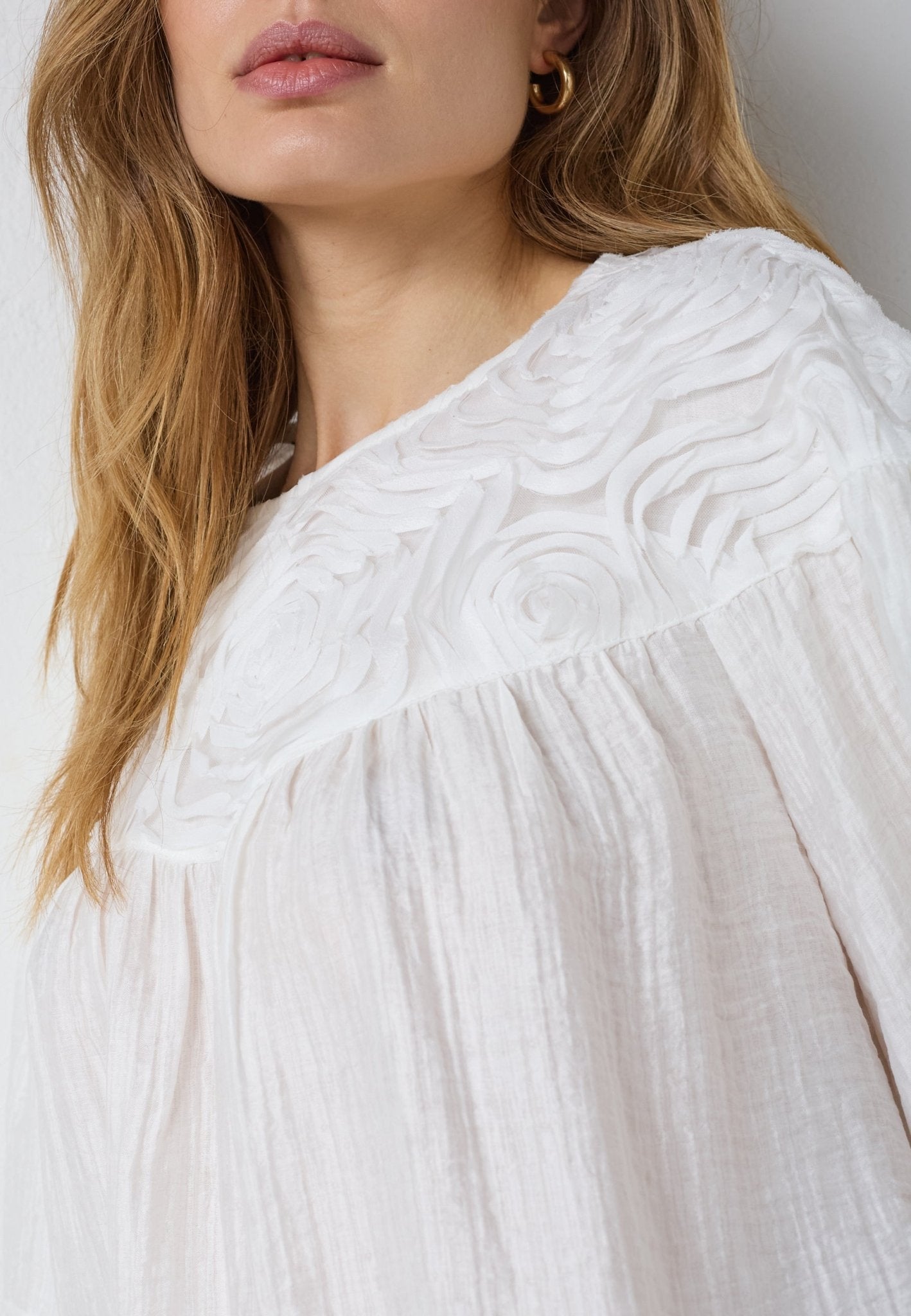 TassyCC Flower SS Blouse - White - Co'couture