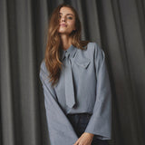TengaCC Tie Blouse - Dusty Blue - Co'couture
