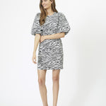 ZionCC Zebra Crop Puff Dress - OffWhite - Black - Co'couture