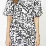 ZionCC Zebra Crop Puff Dress - OffWhite - Black - Co'couture